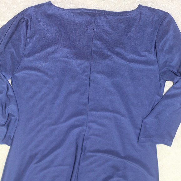 Nina Leonard Size S Navy Blue Knit Swing Zipper Front Dress - Picture 4 of 7